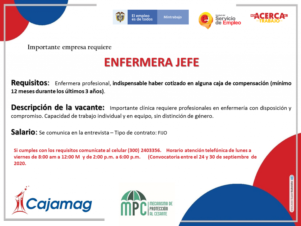 CONVOCATORIA MPC - ENFERMERA JEFE - Cajamag