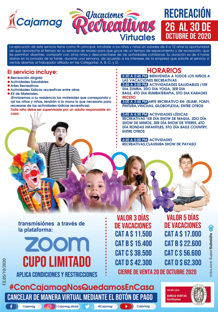 Recreación Cajamag Vacaciones recreativas virtuales Cajamag