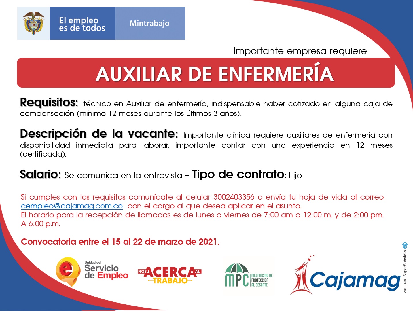 Centro de - Auxiliar de Enfermería - Cajamag