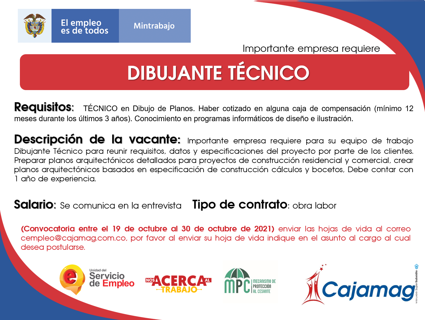 CONVOCATORIA CENTRO DE EMPLEO - DIBUJO TECNICO - Cajamag CONVOCATORIA CENTRO DE EMPLEO - DIBUJO TECNICO - Cajamag