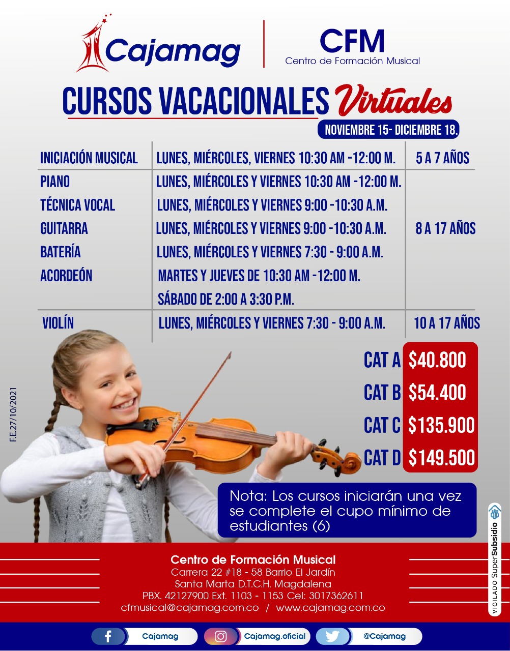 CENTRO DE FORMACIÓN MUSICAL CURSOS VACACIONALES Cajamag